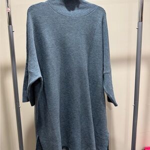 Cozy Blue Ribbed Turtleneck Sweater